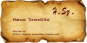 Hanus Szendike névjegykártya